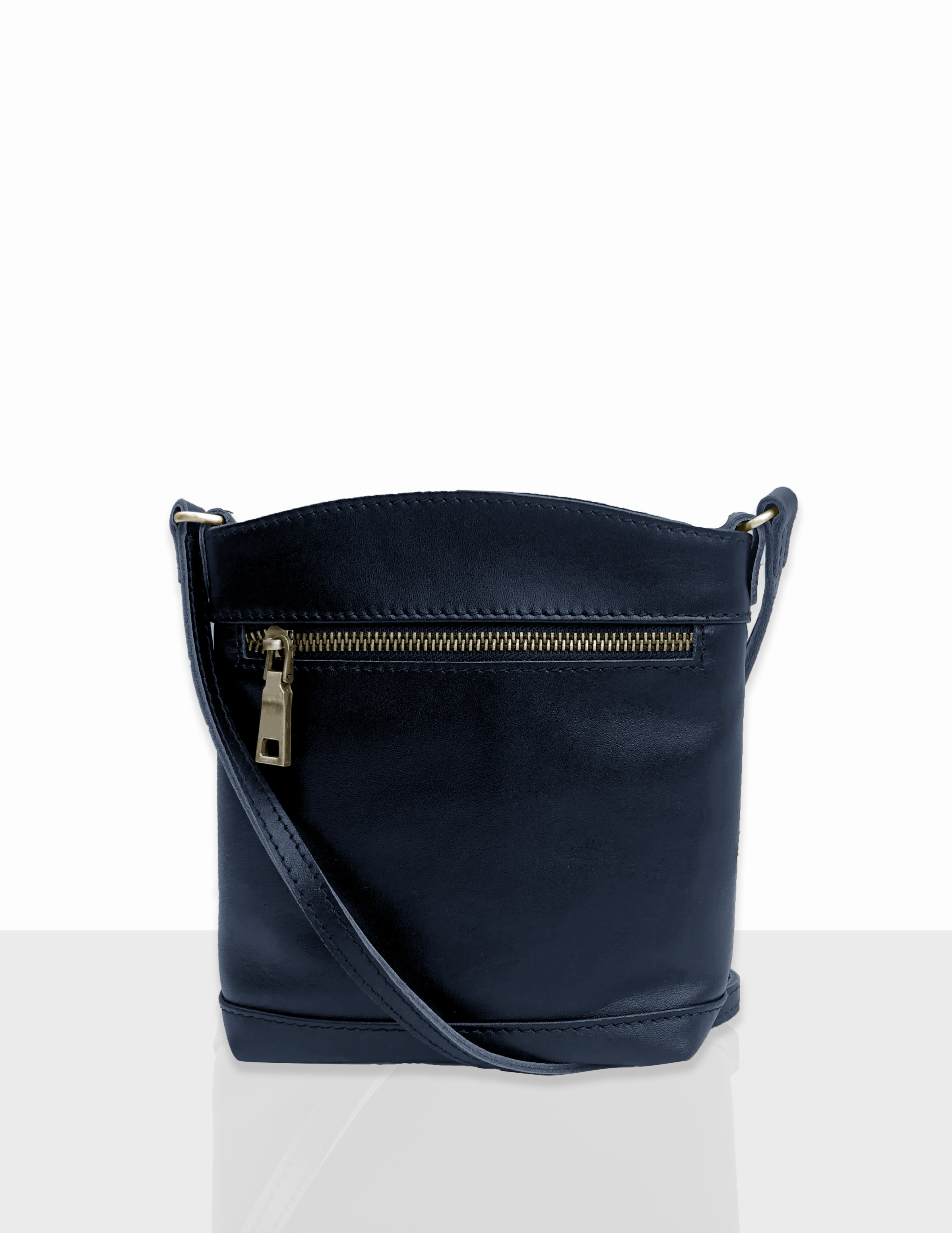 JOLIE LEATHER NAVY BUCKET SHAPE SLING BAG Rosella Style inspired by elegance