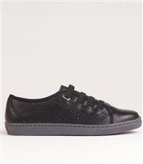 FROGGIE BLACK MULTI LEATHER ELASTICATED LACE SNEAKERS