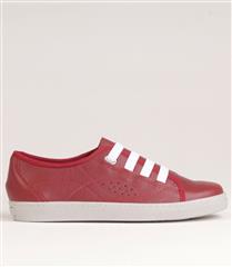 FROGGIE RED MULTI LEATHER ELASTICATED LACE SNEAKERS