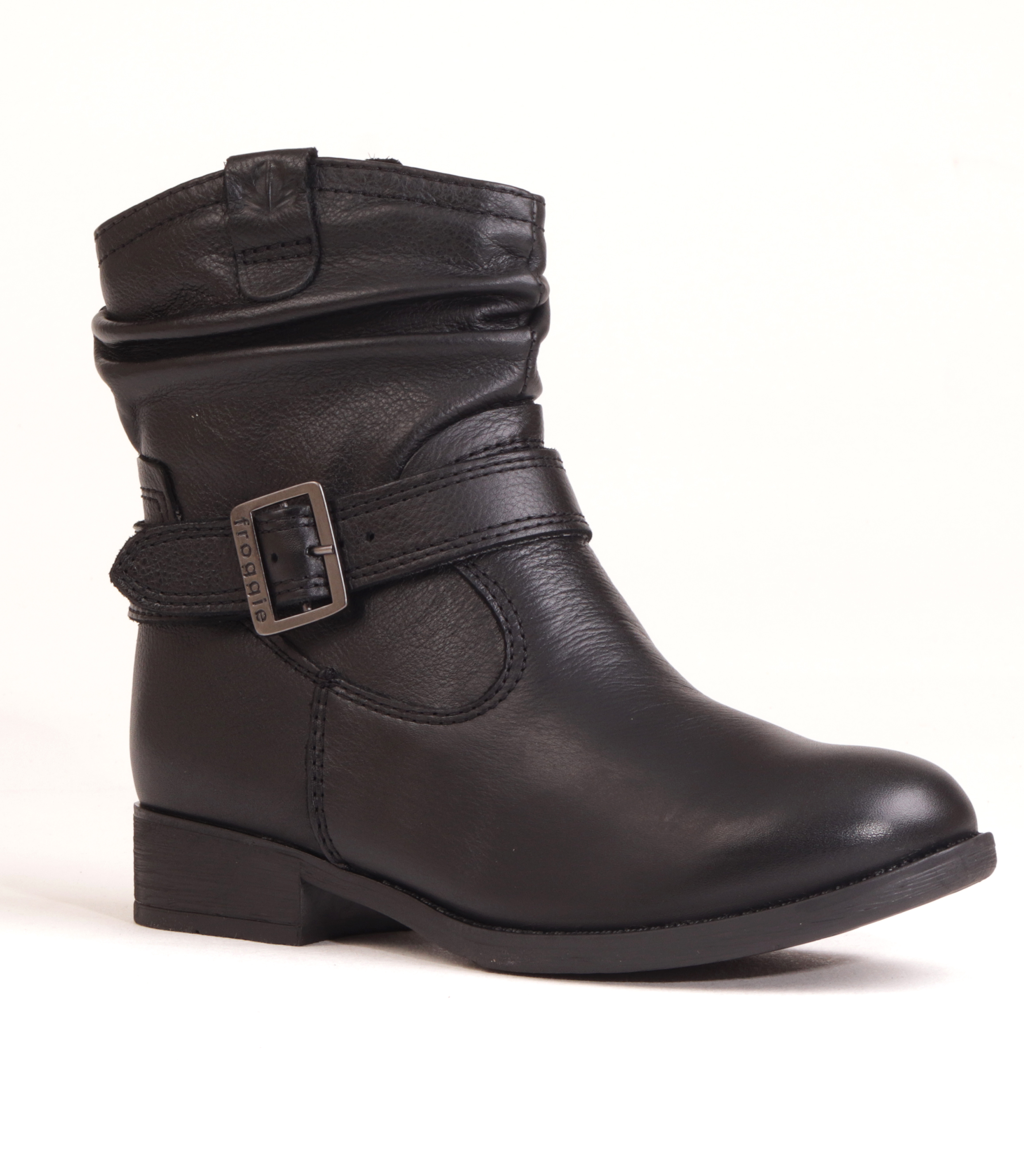 FROGGIE BLACK LEATHER RUCHED BUCKLE BOOT | Rosella - Style inspired by ...