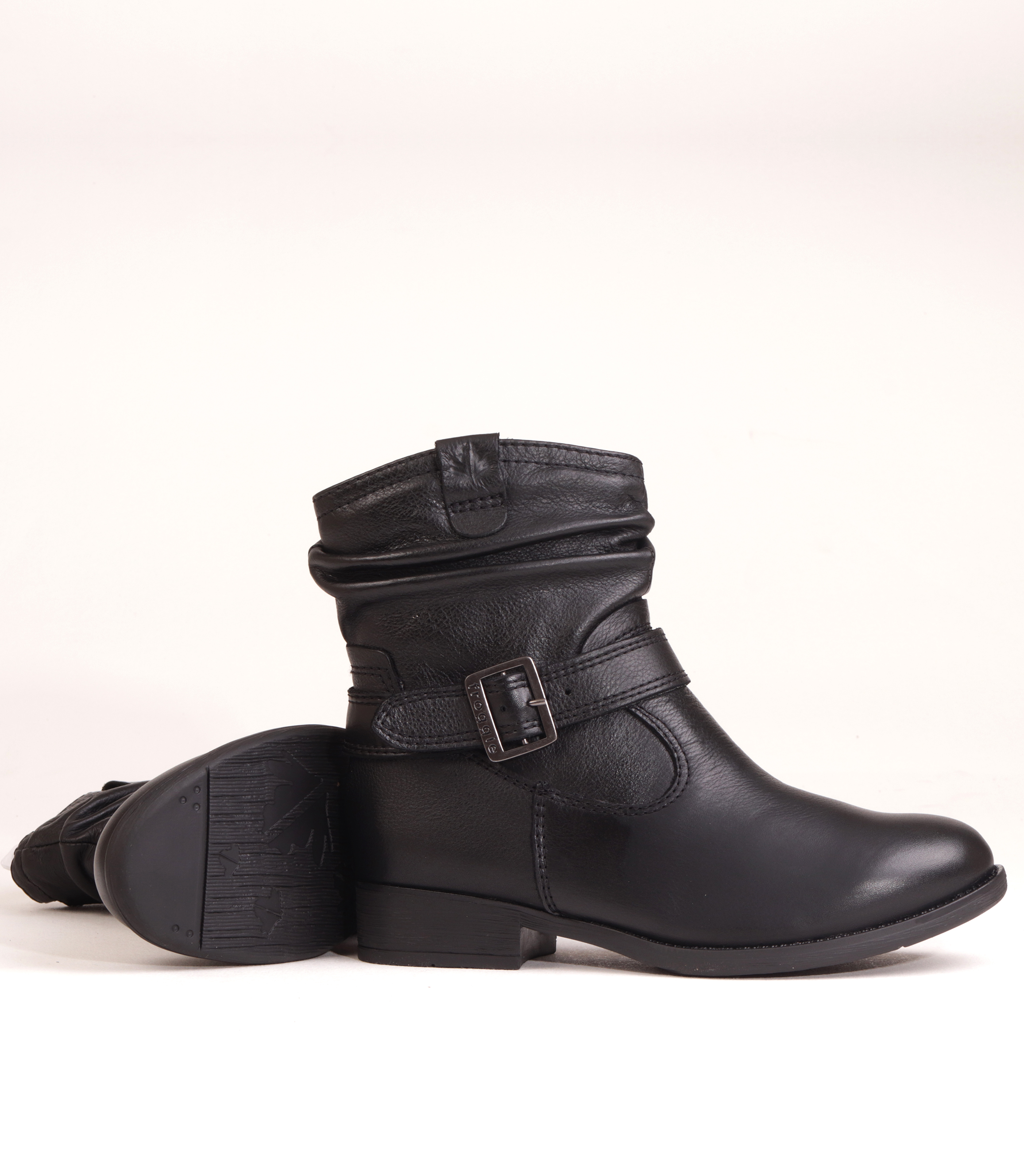 FROGGIE BLACK LEATHER RUCHED BUCKLE BOOT | Rosella - Style inspired by ...