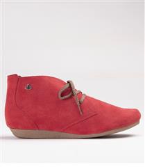 FROGGIE RED SUEDE LEATHER ANKLE BOOT