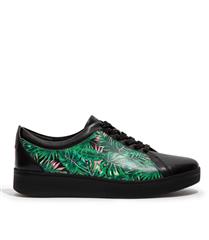 FIT FLOP RALLY BLACK MULTI JUNGLE PRINT LEATHER TRAINERS