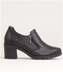 FROGGIE BLACK LEATHER CHUNKY HIGH-CUT SHOE WITH THE ZIP