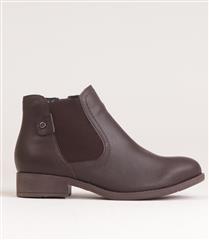 FROGGIE BROWN LEATHER ANKLE BOOT WITH ELASTIC