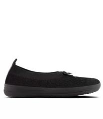 FIT FLOP ALL BLACK UBERKNIT BALLERINA FLAT WITH BOW 