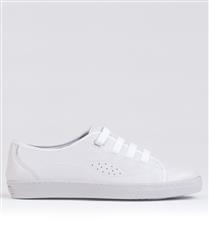 FROGGIE IVORY LEATHER ELASTICATED LACE SNEAKERS