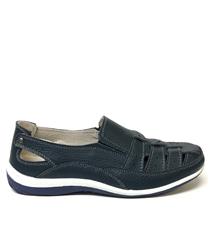 JOLIE NAVY WHITE LEATHER SLIP ON SHOES