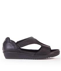 FROGGIE BLACK LEATHER T-BAR SANDAL WITH REMOVABLE FOOTBED