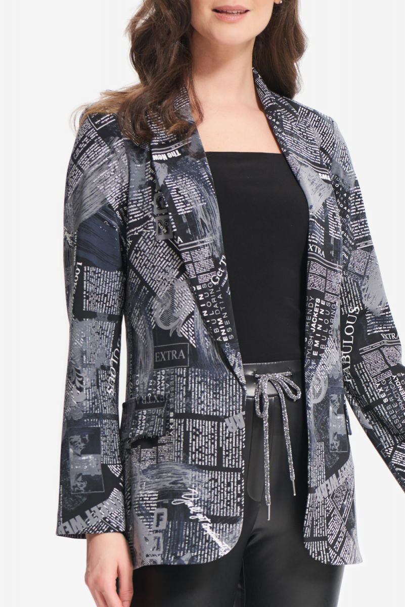 JOSEPH RIBKOFF NEWSPAPER PRINT BLAZER Rosella Style inspired by