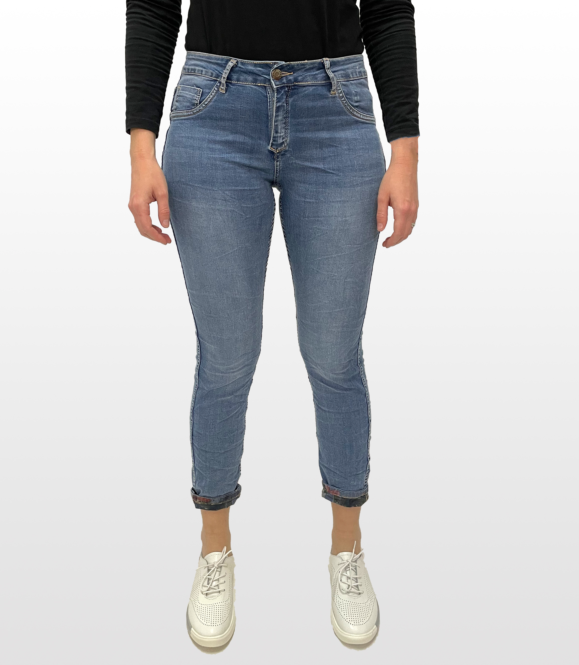 MADE IN ITALY DENIM PINK REVERSIBLE JEANS Rosella Style inspired by