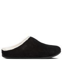 FITFLOP BLACK CHRISSIE SHEARLING SLIPPERS