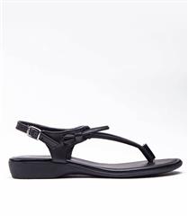 FROGGIE BLACK LEATHER SHOE STRING THONG SANDAL