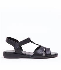 FROGGIE BLACK WIDE FIT ELASTIC T-BAR SANDAL - 11016