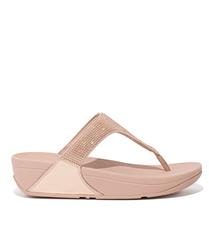 FITFLOP ROSE GOLD LULU CRYSTAL EMBELLISHED SANDALS 