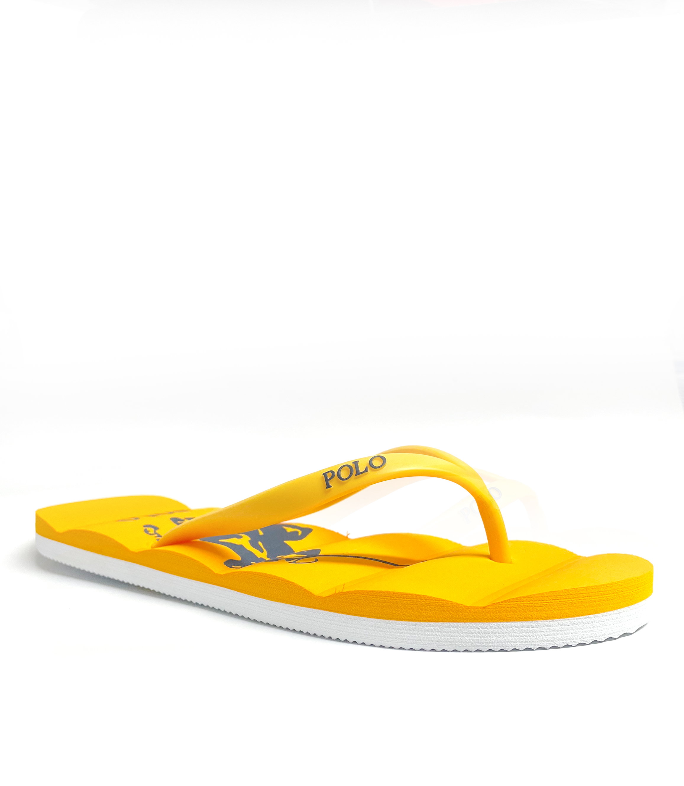 mustard colored flip flops