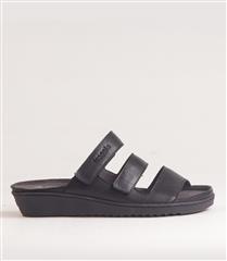 FROGGIE BLACK THREE STRAP SLIP-ON SANDAL - 12292