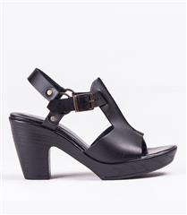 FROGGIE BLACK FLATFORM HEEL SANDAL - 12040