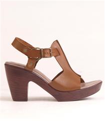 FROGGIE TAN FLATFORM HEEL SANDAL - 12040