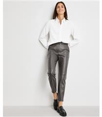 GERRY WEBER DARK TAUP FAUX LEATHER TROUSERS