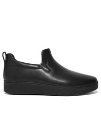 FIT FLOP RALLY ALL BLACK LEATHER SLIP ON 