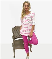 MADE IN ITALY WHITE PINK PRINTED BLOUSE 
