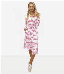 MADE IN ITALY WHITE PINK PRINT SHIRT DRESS 