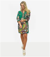 MADE IN ITALY GREEN PAISLY PRINT DRESS 