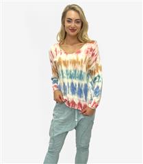 MADE IN ITALY RED MULTI TIEDYE TOP