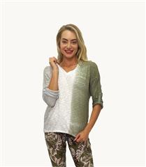 MADE IN ITALY KHAKI AND WHITE BLEND TOP 