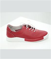 JOLIE RED LEATHER LACE-UP SNEAKERS