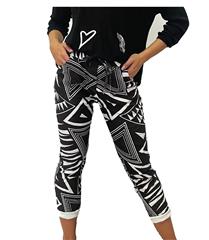 MADE IN ITALY BLACK AND WHITE PRINTED PANTS 