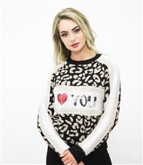 JOLIE BLACK MULTI-COLOURED I HEART YOU PRINTED KNITTED SWEATER