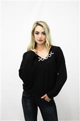 JOLIE BLACK GOLD DETAIL KNITTED SWEATER