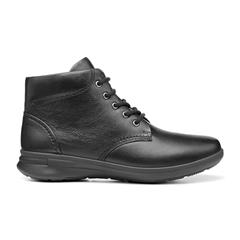HOTTER BLACK LEATHER ELLERY II LACE-UP BOOTS