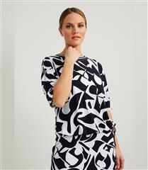 JOSEPH RIBKOFF BLUE AND WHITE ABSTRACT TOP 