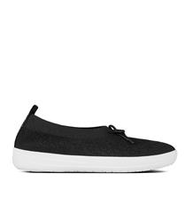 FIT FLOP BLACK UBERKNIT BALLERINA SNEAKER WITH BOW 