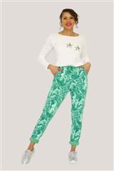 MADE IN ITALY EMERALD GREEN FLORAL PRINT PANTS 