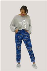 MADE IN ITALY ROYAL BLUE CAMO PRINT PANTS 