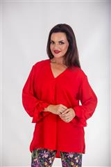 CALYPSO RED FRONT PLEATED TUNIC 