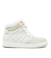 USAFLEX WHITE PLATFORM SNEAKERS WITH FAUX FUR
