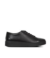 FIT FLOP ALL BLACK RALLY LEATHER SNEAKER 