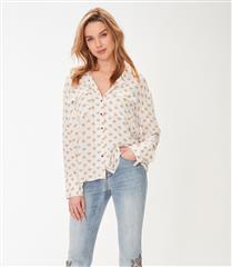 FDJ WHITE AND YELLOW HEARTS PRINTED BLOUSE 