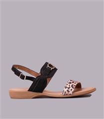 FROGGIE BLACK AND LEOPARD PRINTED SANDAL 
