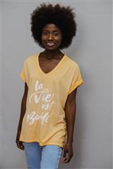 MADE IN ITALY ORANGE LA VIE EST PRINTED TOP