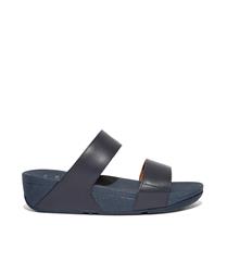 FIT FLOP MIDNIGHT NAVY LULU LEATHER SLIDES