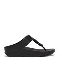 FIT FLOP ALL BLACK HALO METALLIC TRIM SANDALS