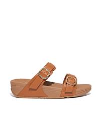 FIT FLOP TAN LULU ADJUSTABLE LEATHER SLIDES