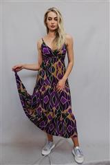 MADE IN ITALY PURPLE TIERED MAXI STRAPPY DRESS