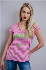 MADE IN ITALY PINK STRIPED PRINTED TOP 